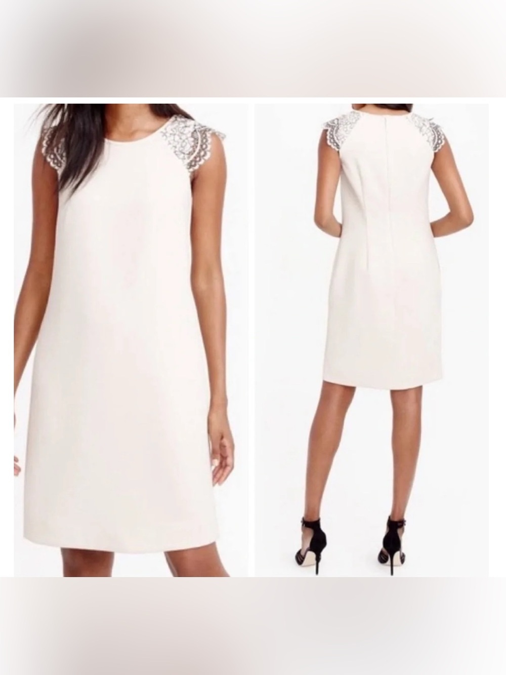 J. Crew Ivory Edged Lace Cap-Sleeve Dress Size 8